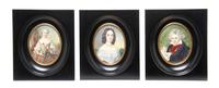 Three Continental Portrait Miniatures, Height 3 1/4 inches.