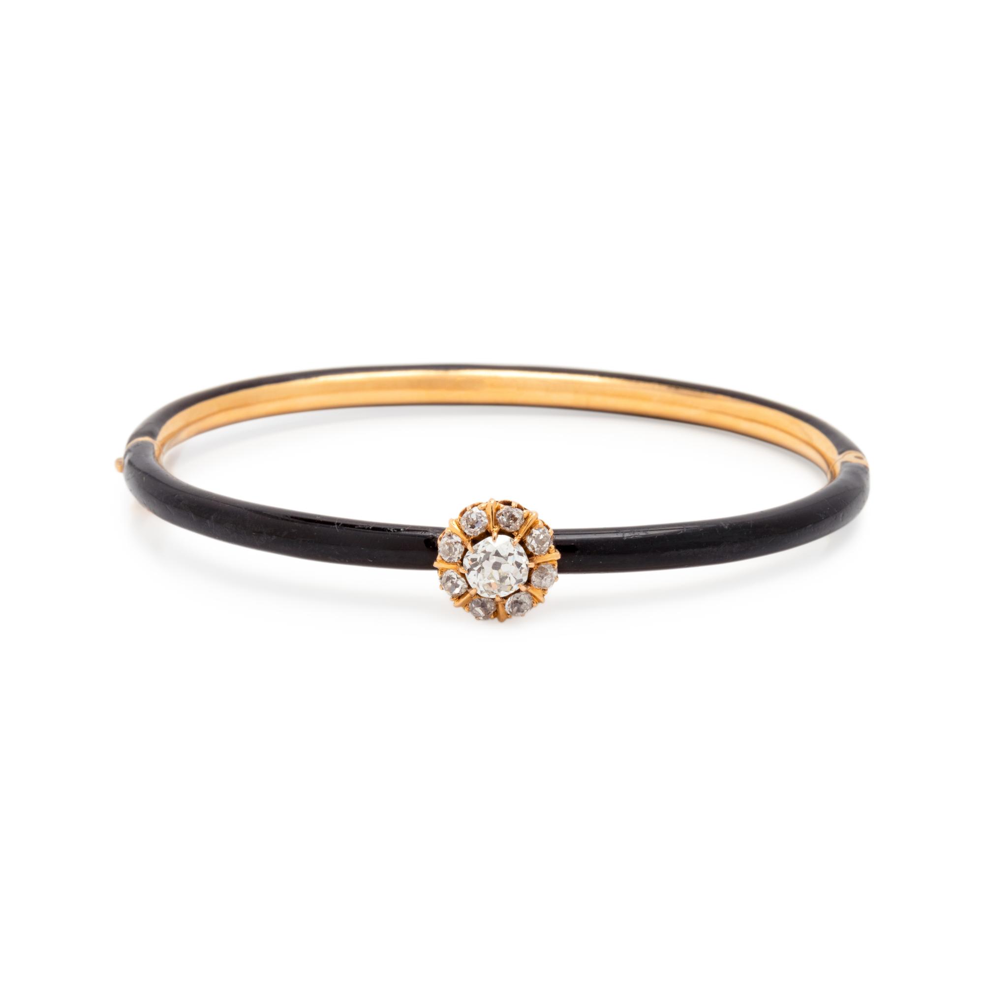 ENAMEL AND DIAMOND BANGLE BRACELET