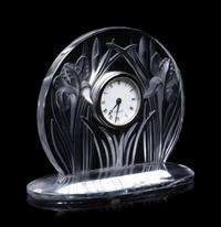 A Lalique Iris Table Clock