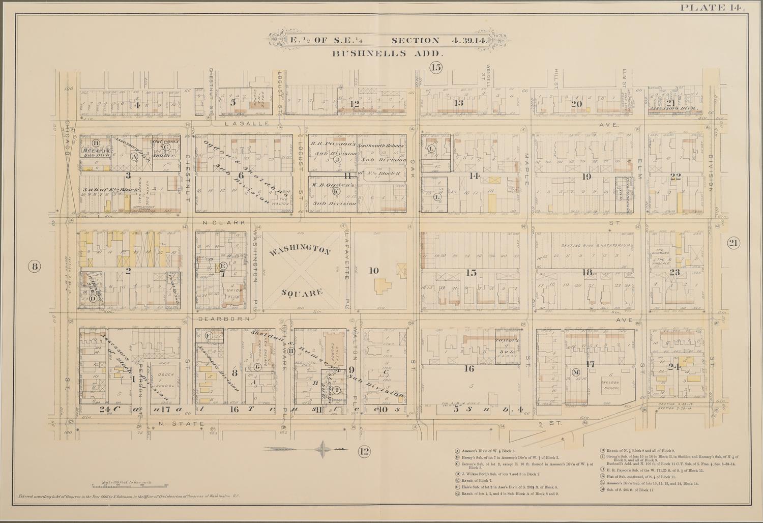 A group of 5 maps of Chicago streets, comprising: