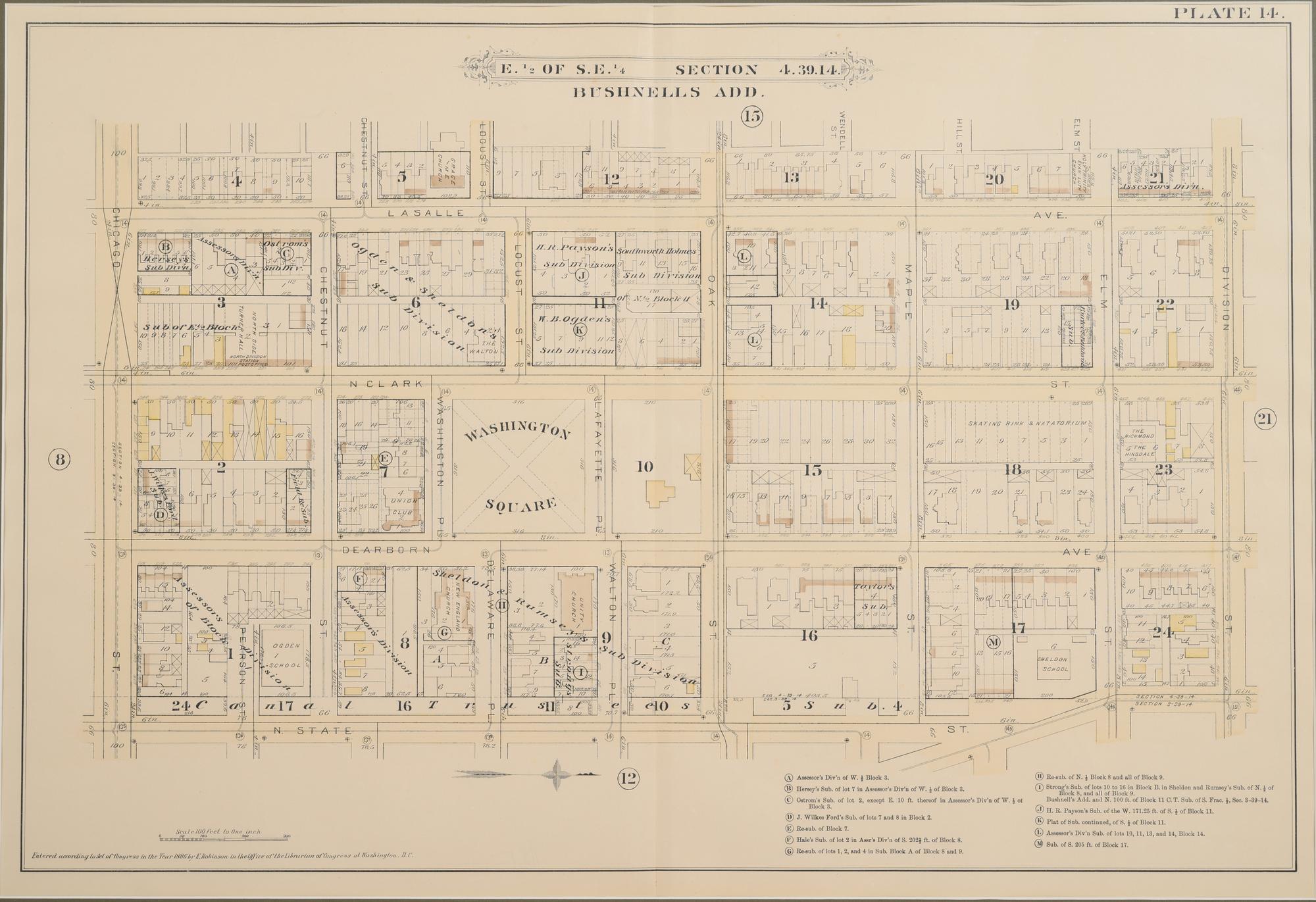 A group of 5 maps of Chicago streets, comprising: