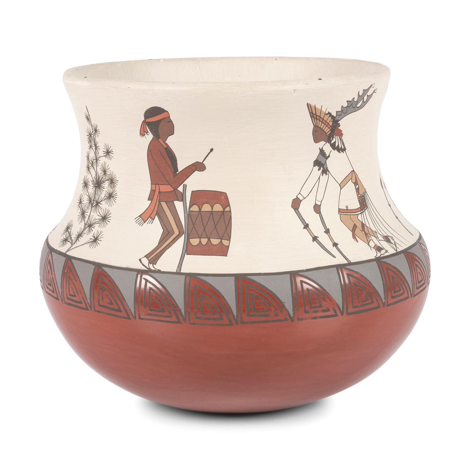 Pottery Jar, with Painted Figures