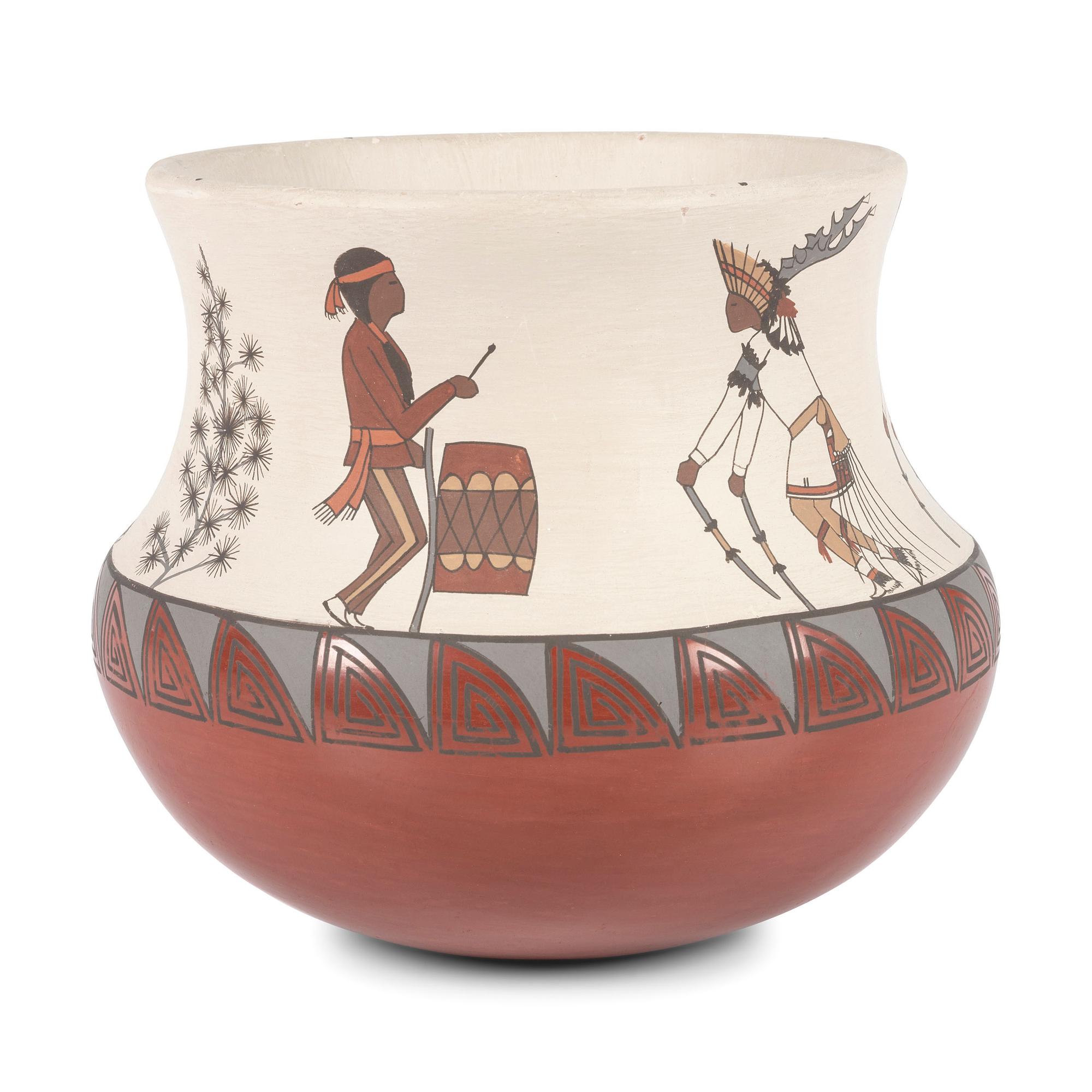 Pottery Jar, with Painted Figures