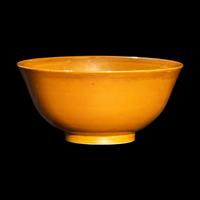 A Chinese Persimmon Glazed Porcelain Bowl, Jiajing Mark 嘉靖款紫金釉碗