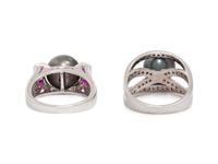 A COLLECTION OF WHITE GOLD AND CULTURED PEARL RINGS