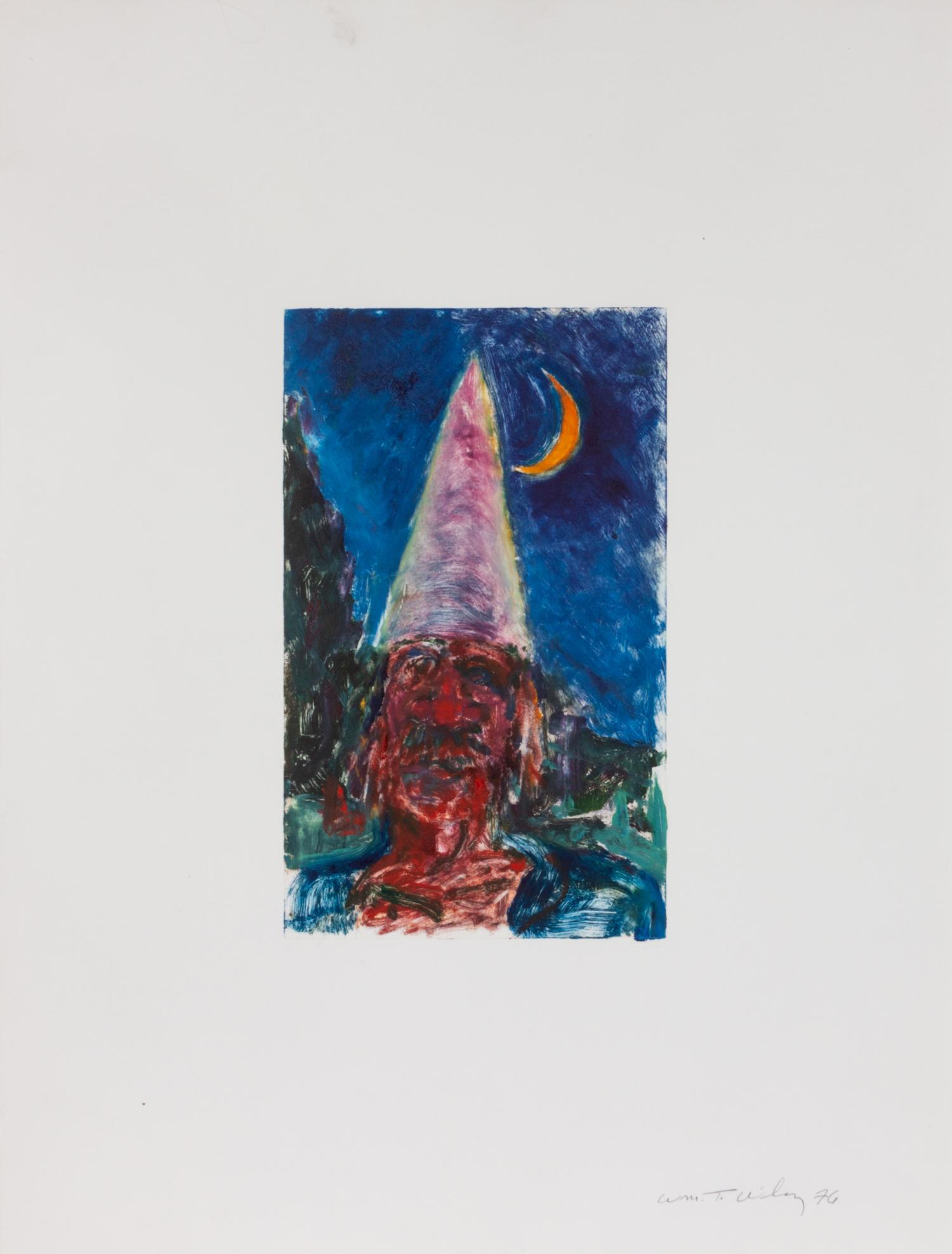 Monoprint (Self Portrait in a Dunce Cap/Mr. Unnatural)