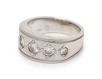 A 14 Karat White Gold and Diamond Ring,