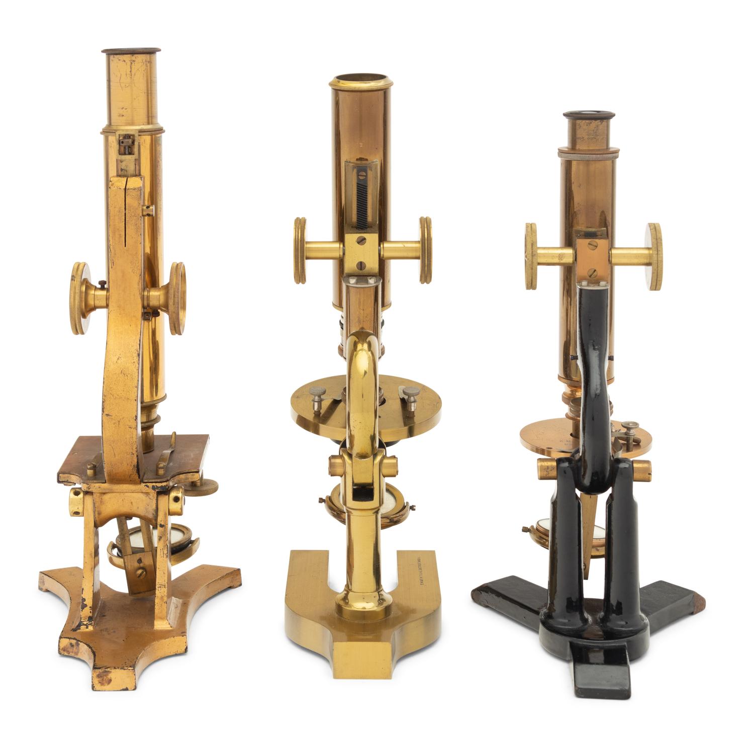Three American Brass Microscopes