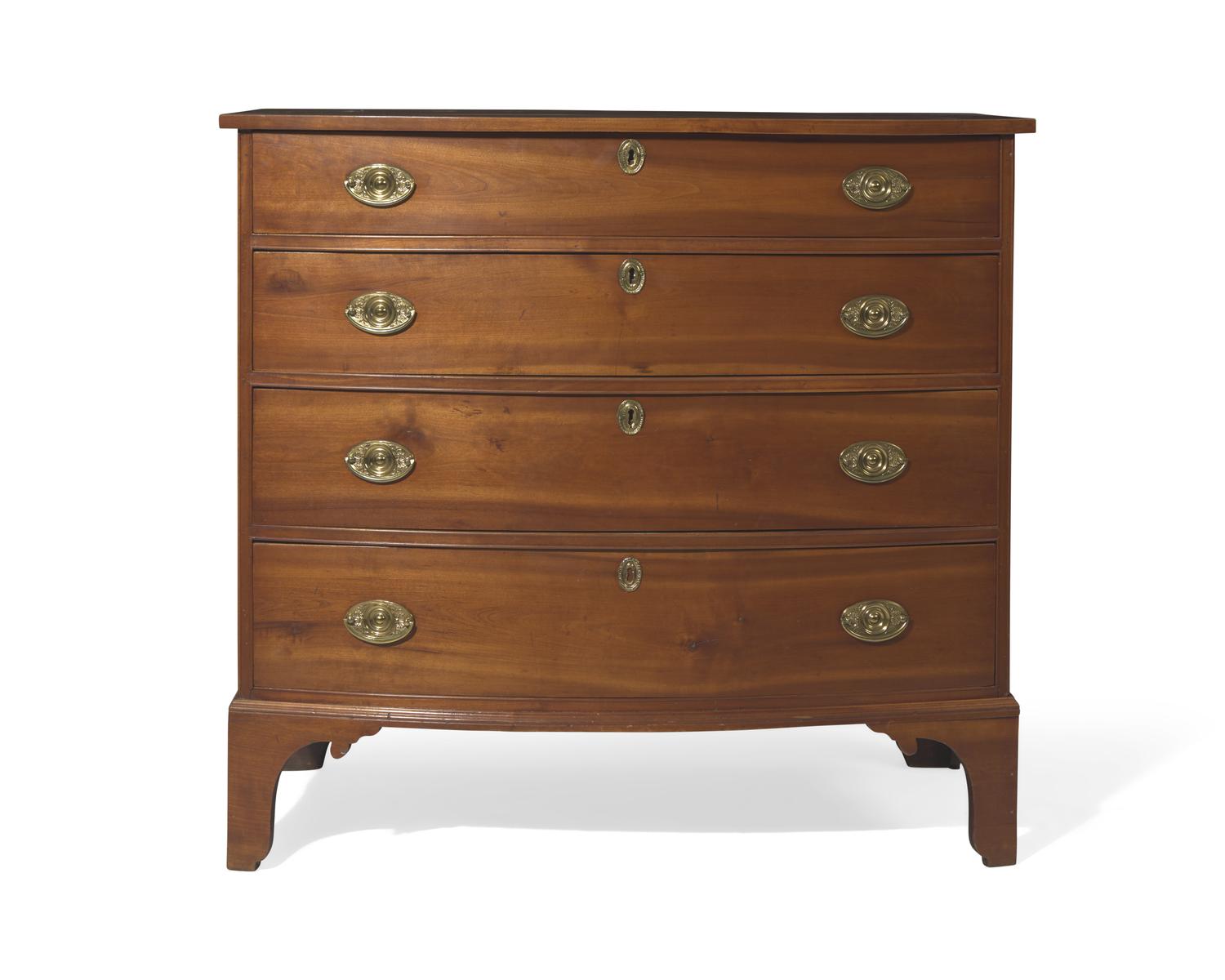 A Federal bowfront cherry chest of drawers, New England, circa 1800