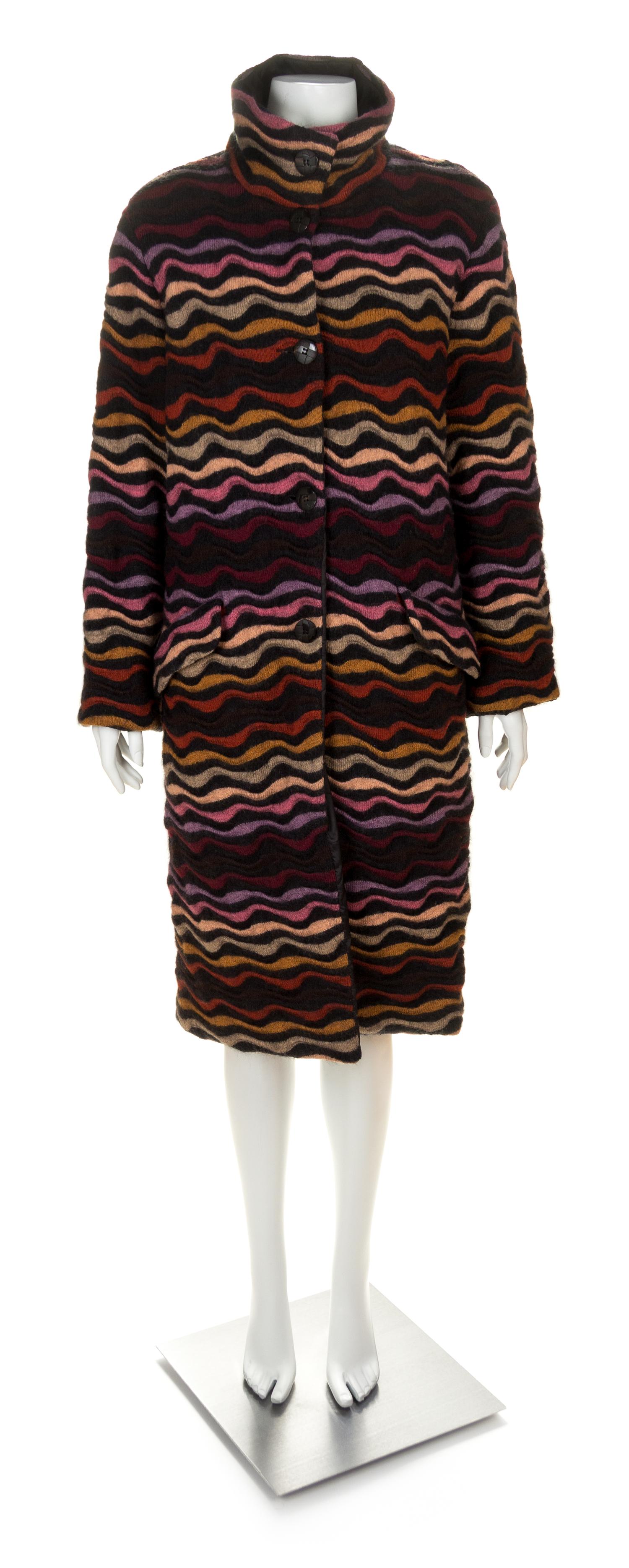 A Missoni Multicolor Wool and Mohair Reversible Coat, Size 42.