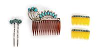 A Group of Southwestern Hair Jewelry Height of largest 3 x width 3 1/2 inches.