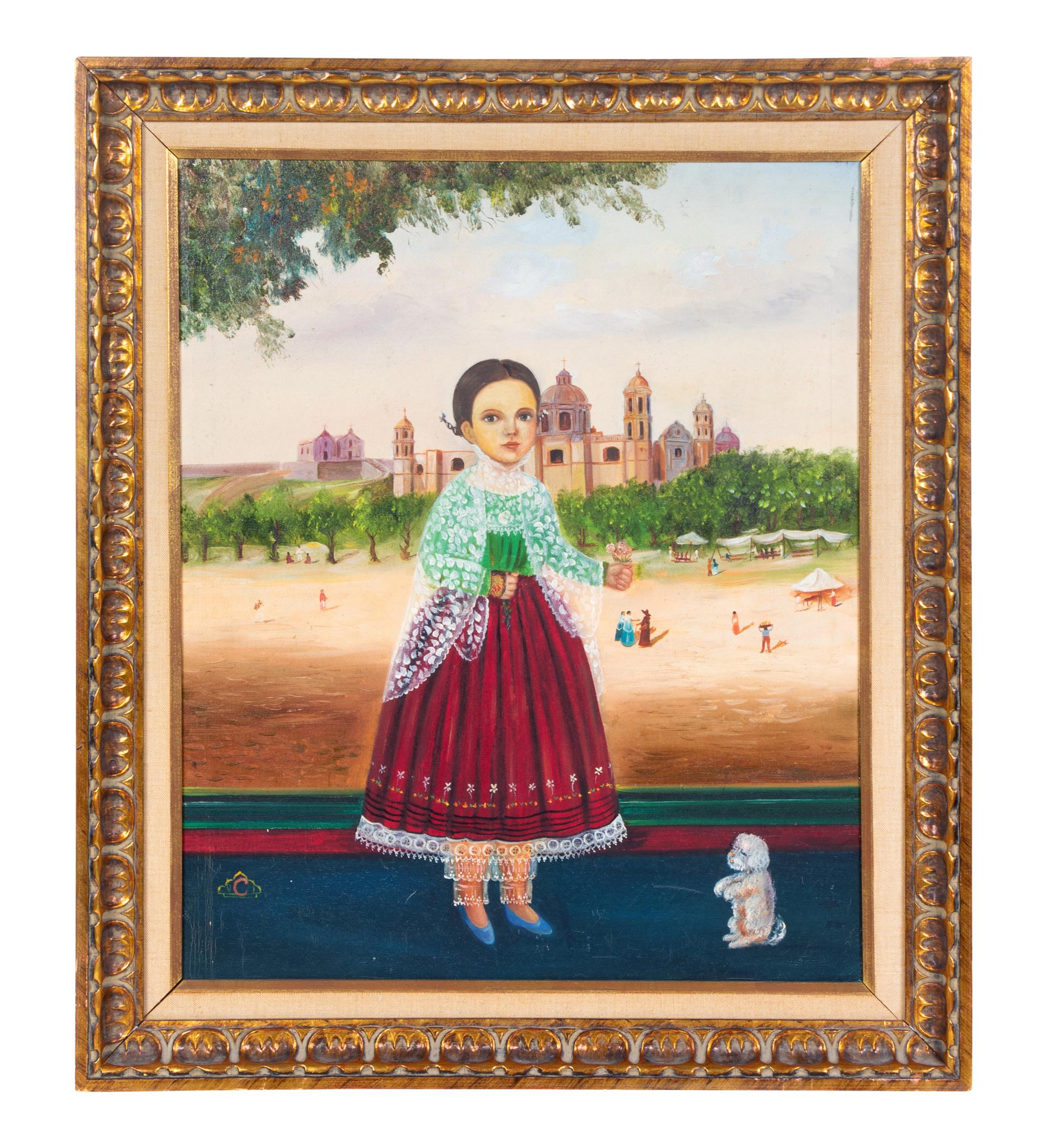 Artist Unknown (20th century) Portrait of a Girl with a Dog…