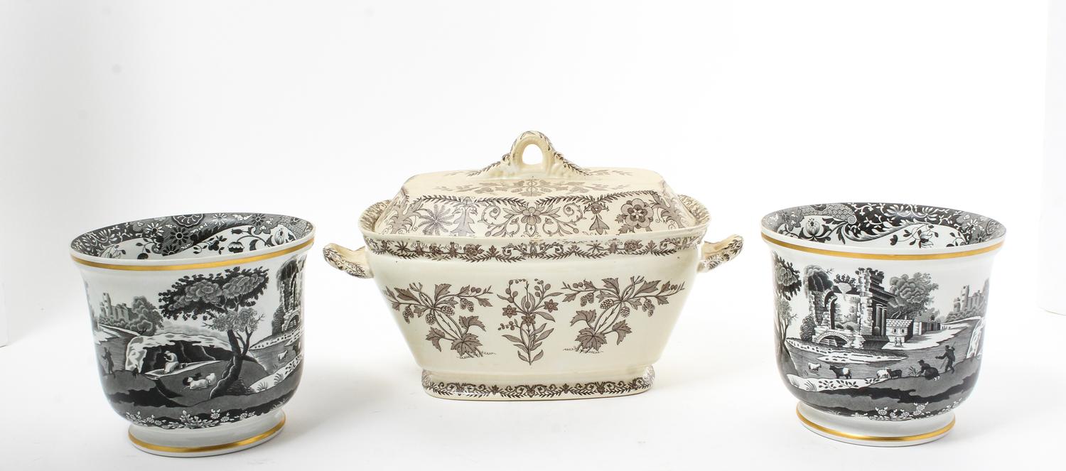 A Collection of English Transferware Porcelain Width of first over handles 13 inches. — 19TH/20TH CENTURY