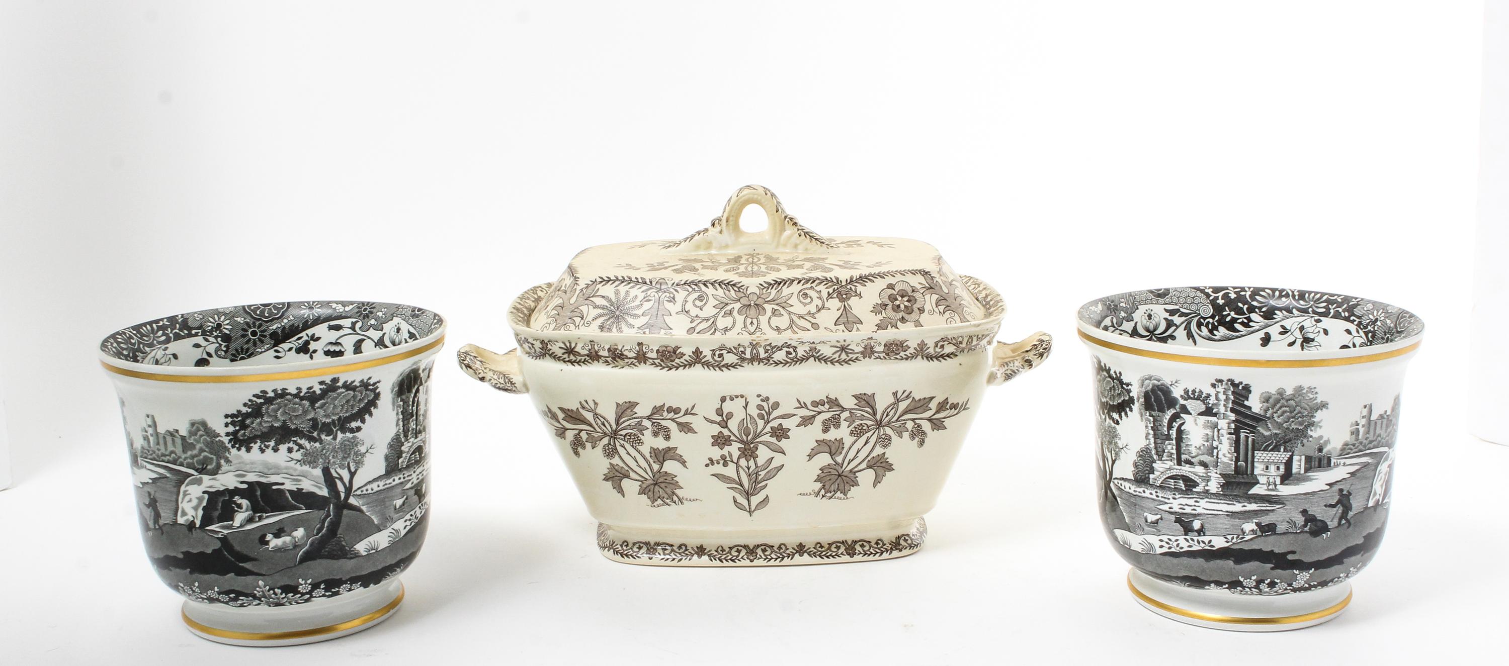A Collection of English Transferware Porcelain Width of first over handles 13 inches. — 19TH/20TH CENTURY