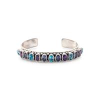 GILBERT NELSON, STERLING SILVER AND GLASS CUFF BRACELET