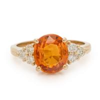 Spessartine Garnet, Diamond, and Yellow Gold Ring