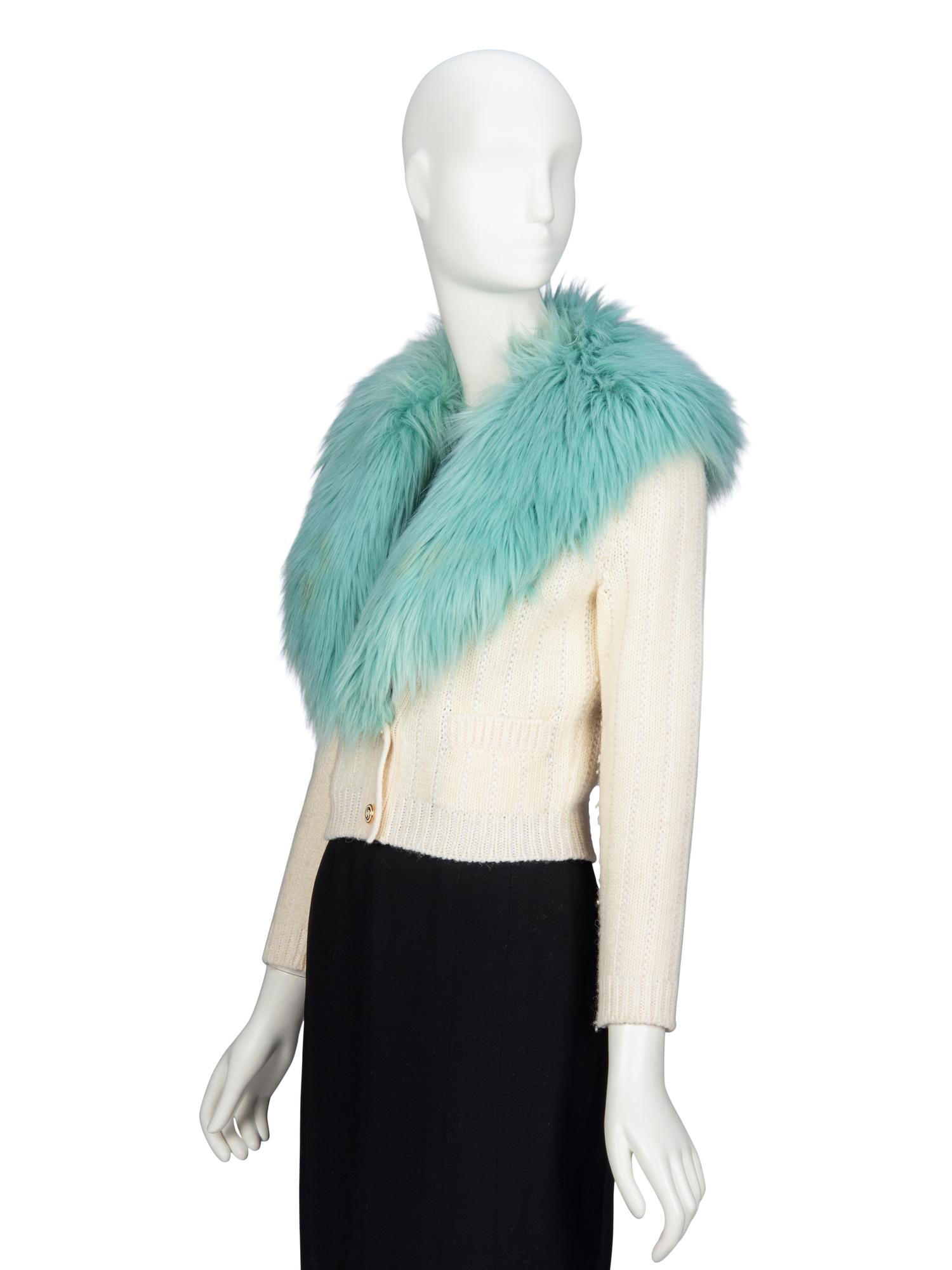 GUCCI, FAUX FUR-COLLAR CROPPED CARDGIAN