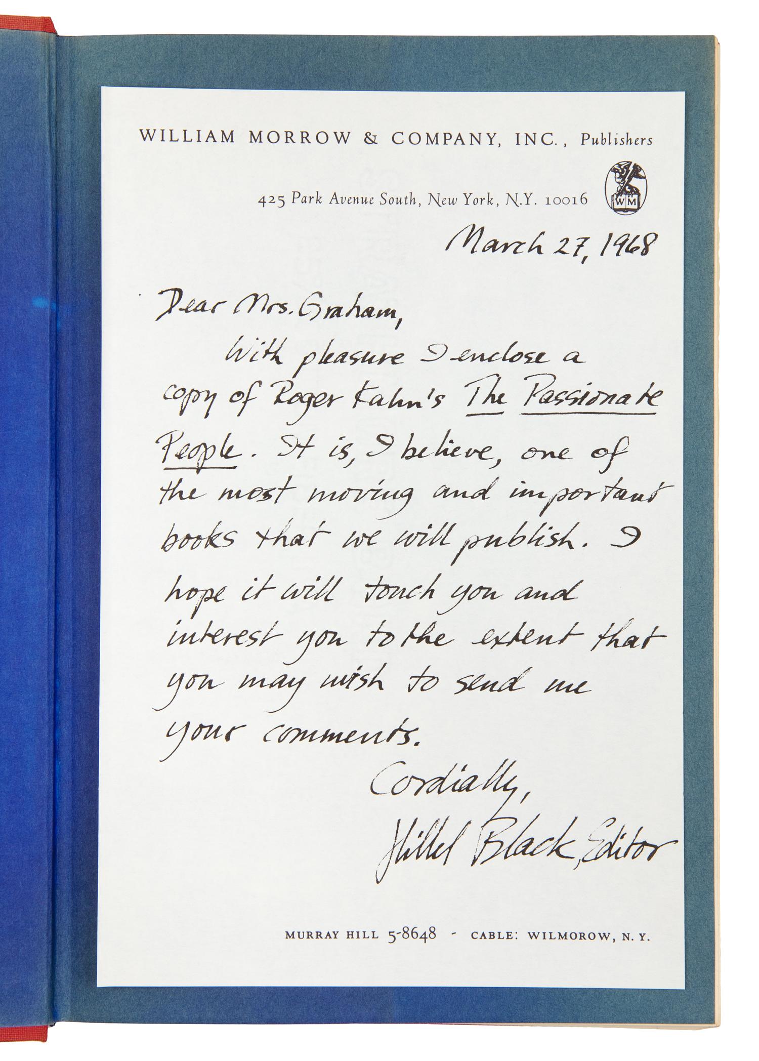 [GRAHAM, KATHARINE]. A group of books from Katharine Graham's personal collection, ALL INSCRIBED TO GRAHAM BY THE AUTHORS.