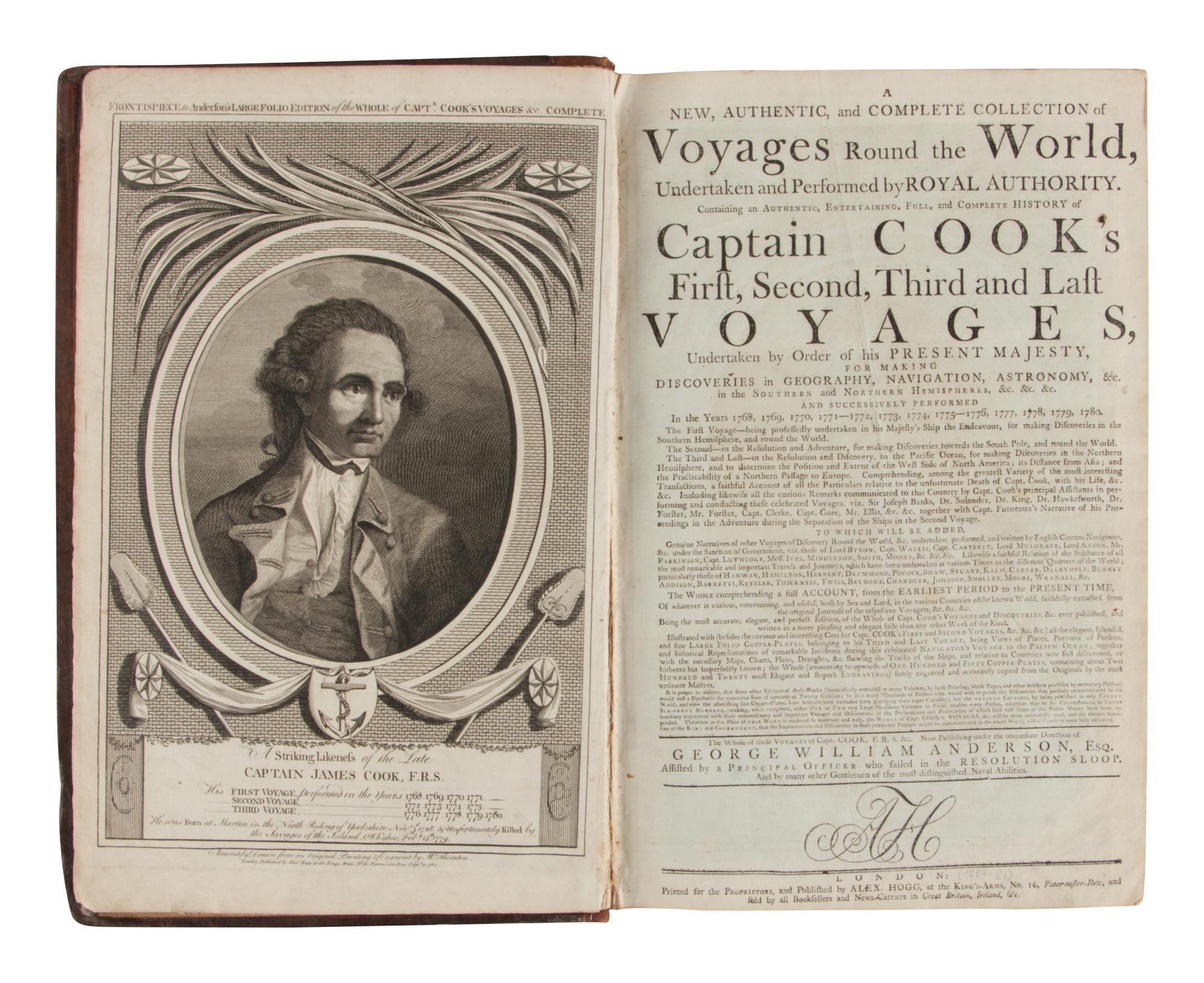 [TRAVEL & EXPLORATION]. [COOK, James, Capt. (1728-1779)]. -- ANDERSON, George William, editor. New, Authentic, and Complete Collection of Voyages Round the World… London: for Alex Hogg, n.d. [ca 1784-1786].
