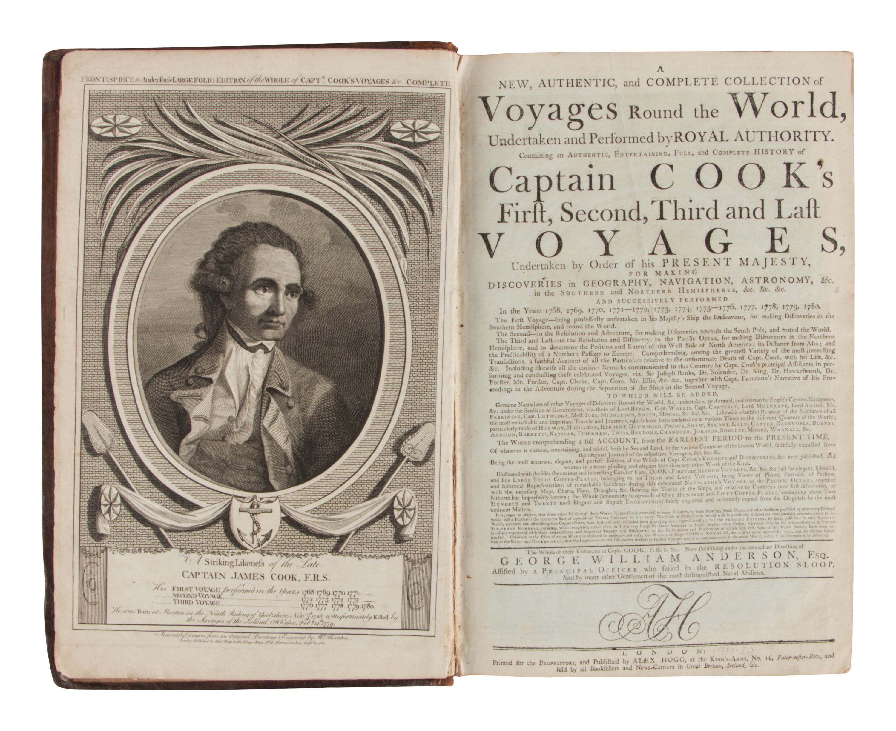 [TRAVEL & EXPLORATION]. [COOK, James, Capt. (1728-1779)]. -- ANDERSON, George William, editor. New, Authentic, and Complete Collection of Voyages Round the World… London: for Alex Hogg, n.d. [ca 1784-1786].