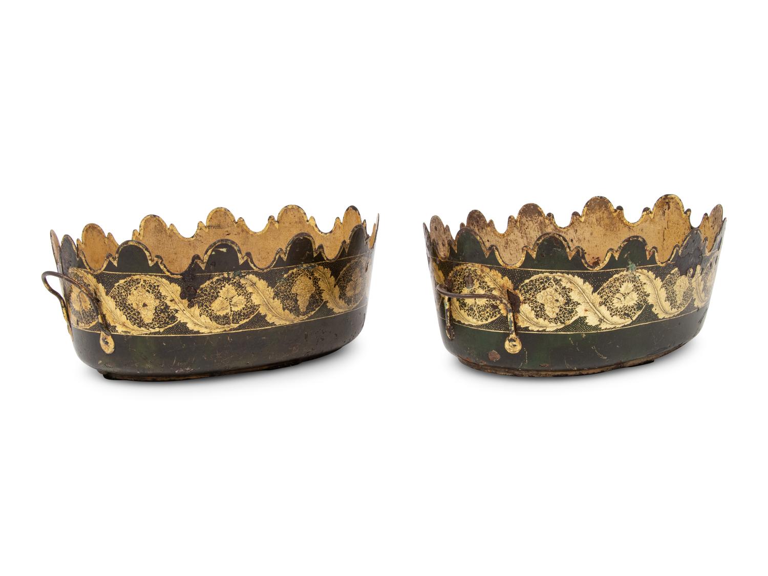 A Pair of French Painted Tole Verrières