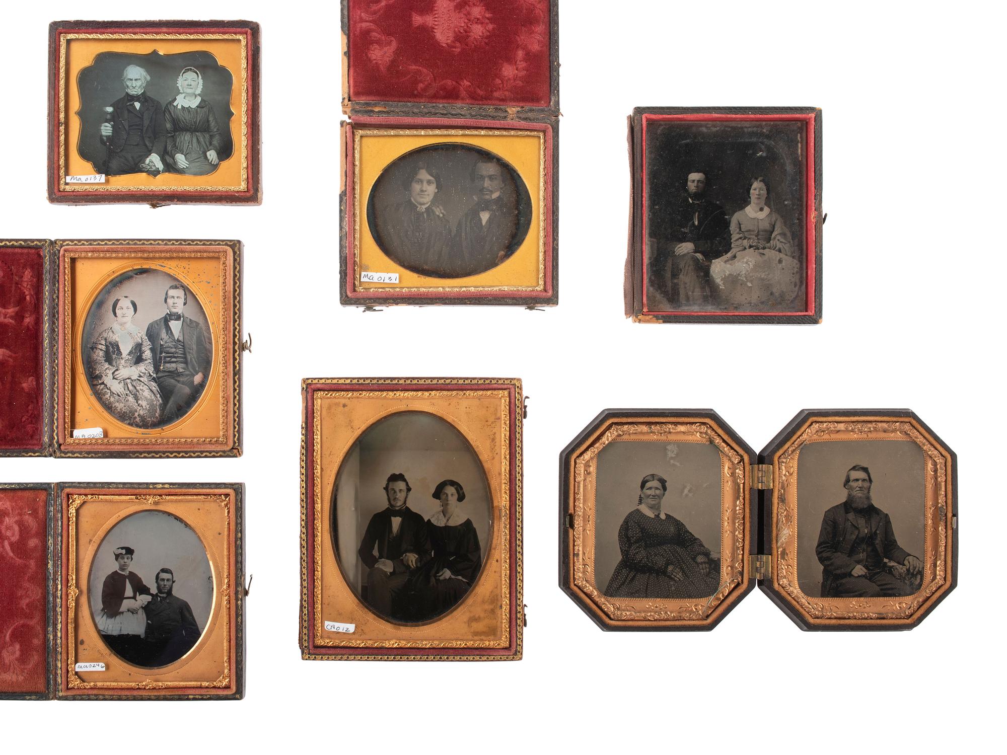 [EARLY PHOTOG]. 17 cased images of husbands and wives, incl. work by SILAS SELLECK, San Francisco.