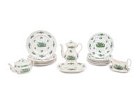 A Group of Spode Green Basket Ironstone Dinnerware