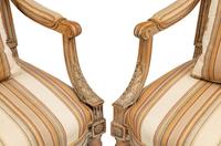 A Pair of Louis XVI Gray-Painted Fauteuils