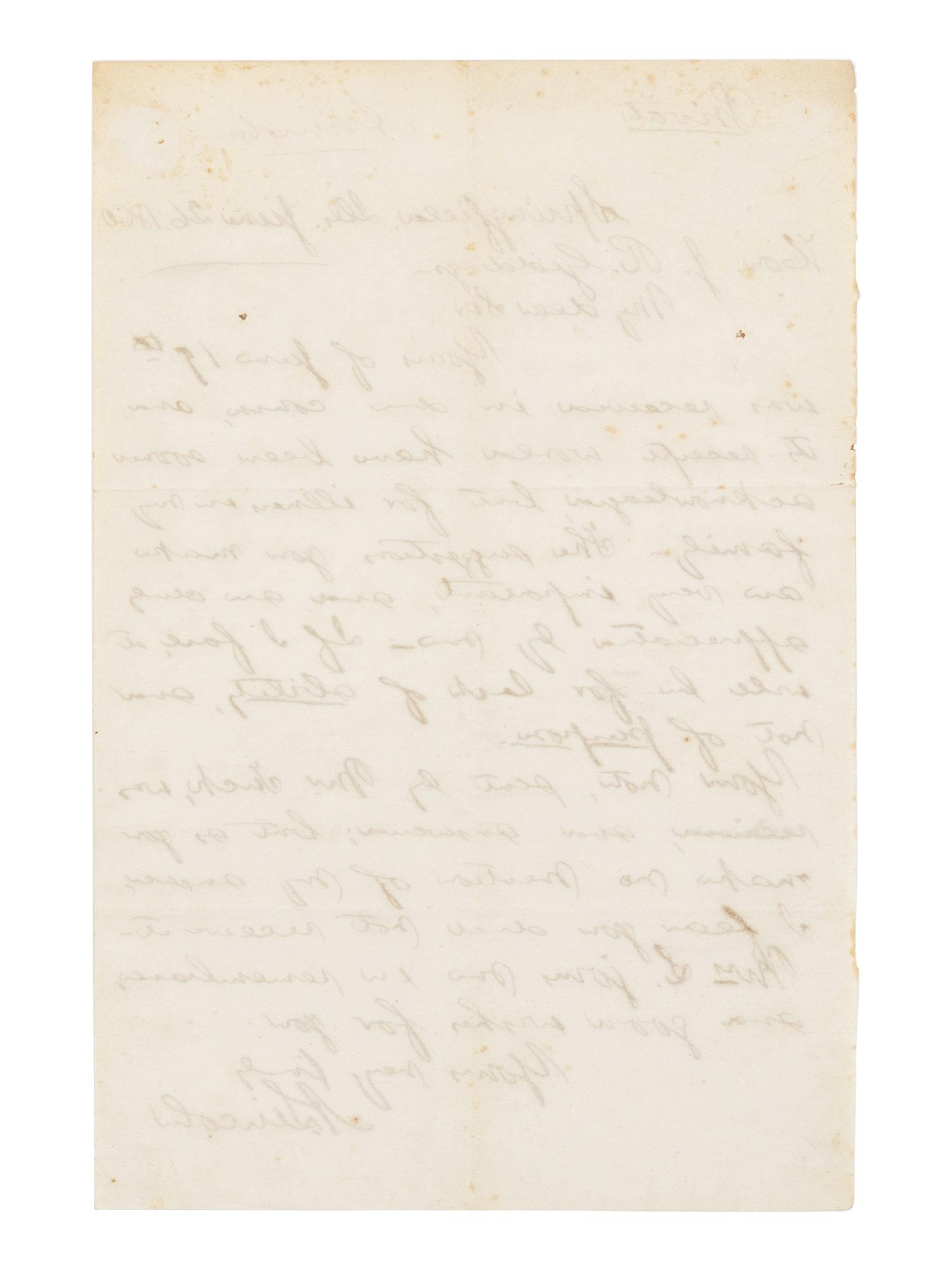 LINCOLN, Abraham (1809-1865). Autograph letter signed ("A. Lincoln") to Joshua Reed Giddings. Springfield, Illinois, 26 June 1860.