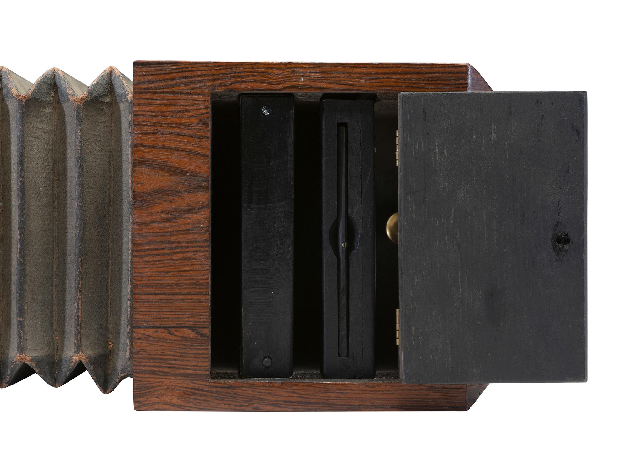 [CAMERAS]. Replica Lewis-style half plate daguerreotype camera with C.C. Harrison lens.