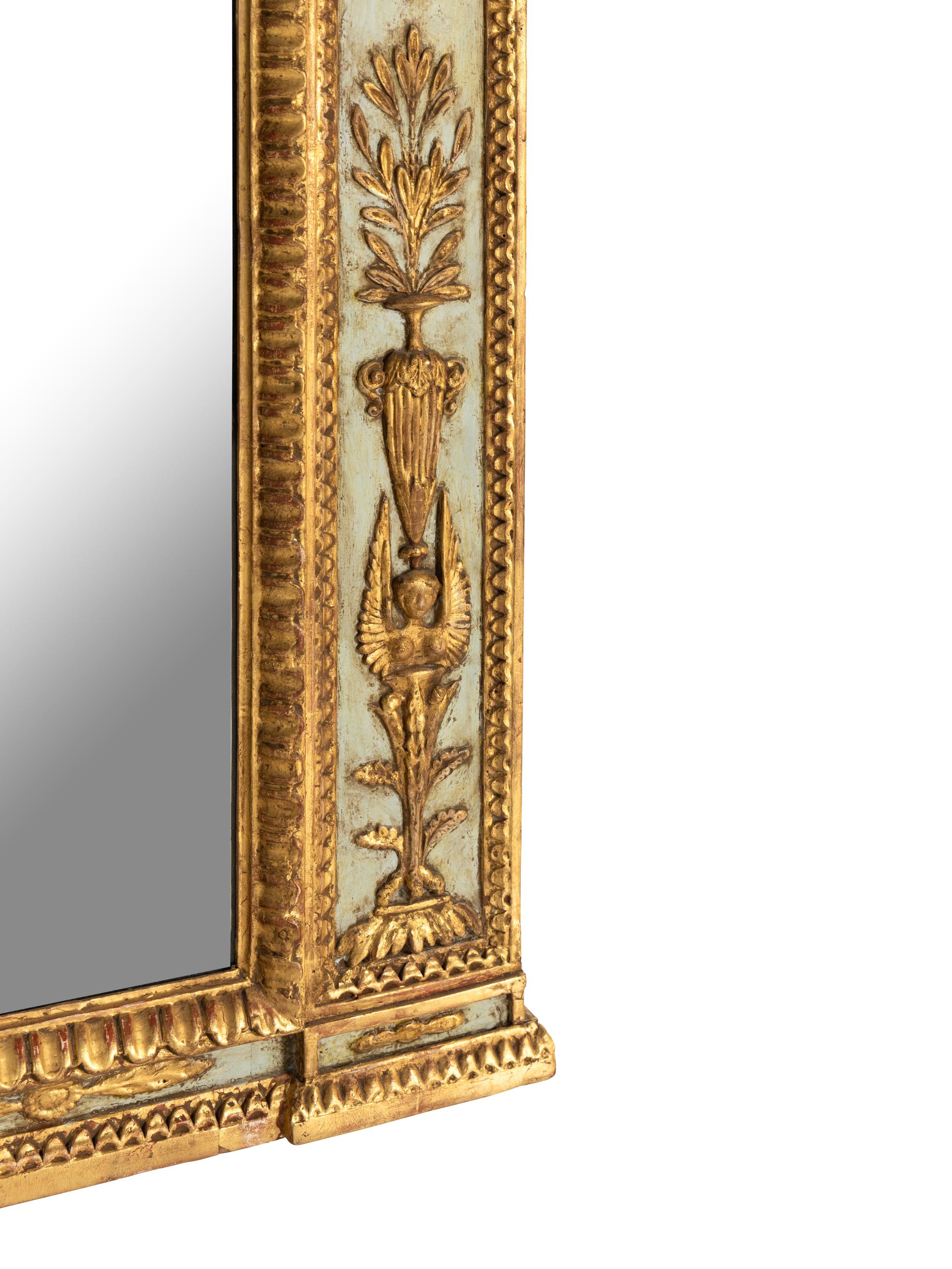 An Italian Neoclassical Painted and Parcel Gilt Mirror