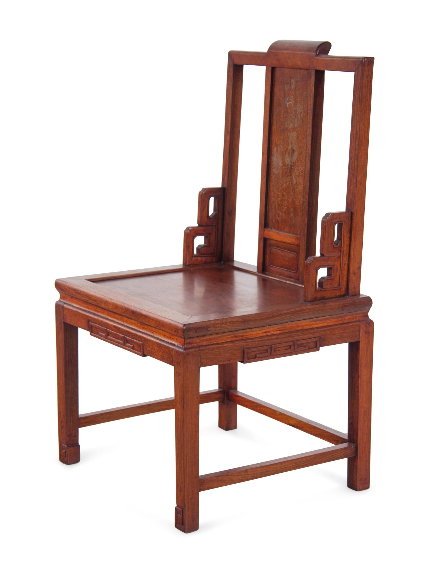 A Chinese Carved Hardwood Chair