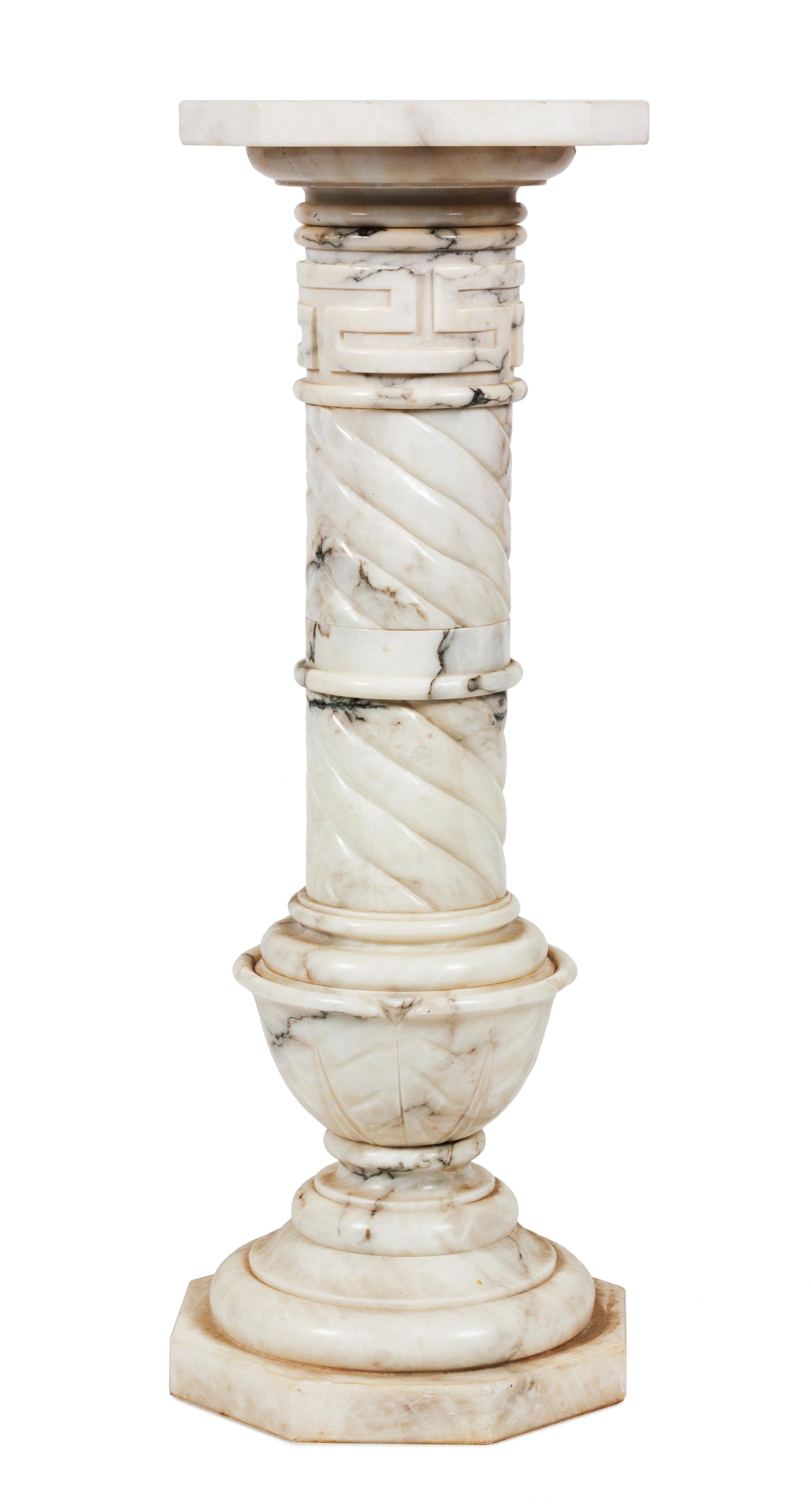 A White Marble Pedestal Height 29 1/2 inches.