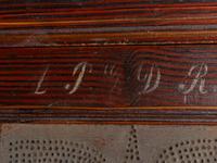 A Country Grain Painted Pine and Pressed Sheet Tin Pie Safe and Marriage Cabinet