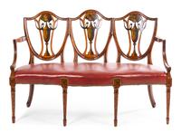 An Edwardian Painted Fruitwood Triple-Back Settee Height 35 1/2 x width 52 x depth 23 inches. — EARLY 20TH CENTURY