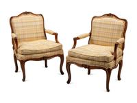A Pair of Louis XV Beechwood Fauteuils
