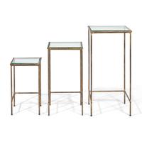 A Set of Three Gilt-Metal and Glass Nesting Tables