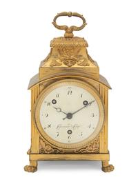 An Empire Gilt Bronze Pendule d'Officier