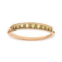YELLOW GOLD, PERIDOT AND DIAMOND BANGLE BRACELET