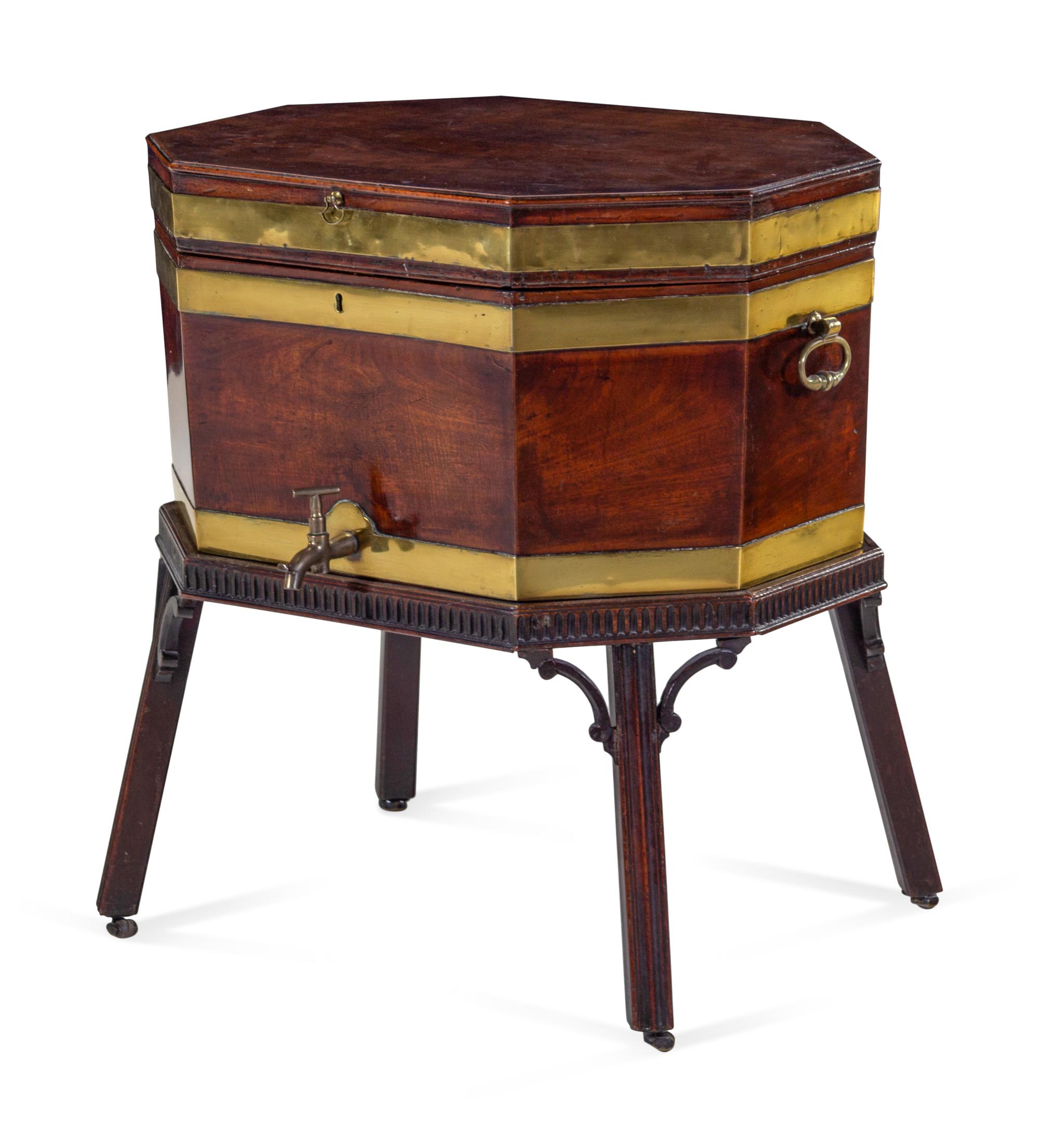 A George III Brass Mounted Mahogany Cellarette on Stand