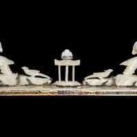 An Edward I. Farmer White Jade and Silver Mounted Chinoiserie Desk Clock, Circa 1930 Edward I. Farmer約1930年製中國風白玉童子座鐘