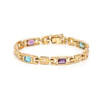 THREE MULTI-GEMSTONE AND YELLOW GOLD BRACELETS