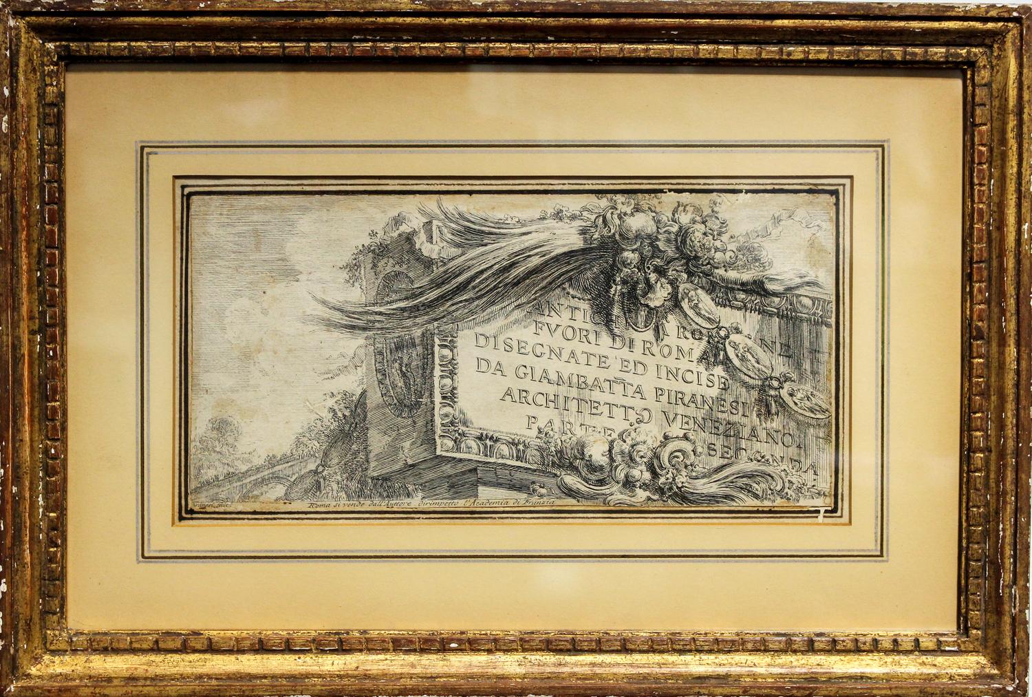 A Pair of Italian Engravings — AFTER PIRANESI, 19TH CENTURY