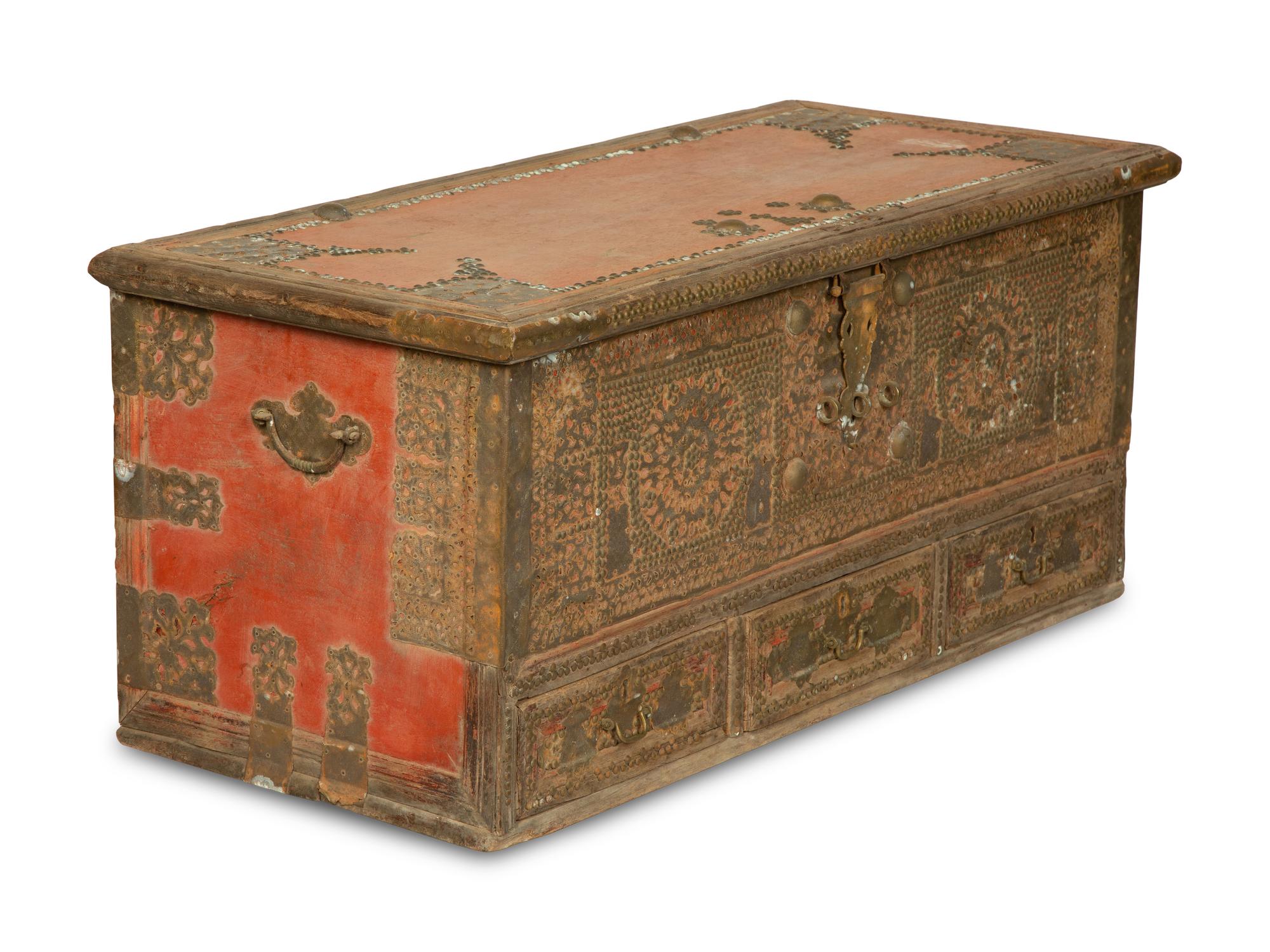 A Middle Eastern Nailhead-Decorated Trunk