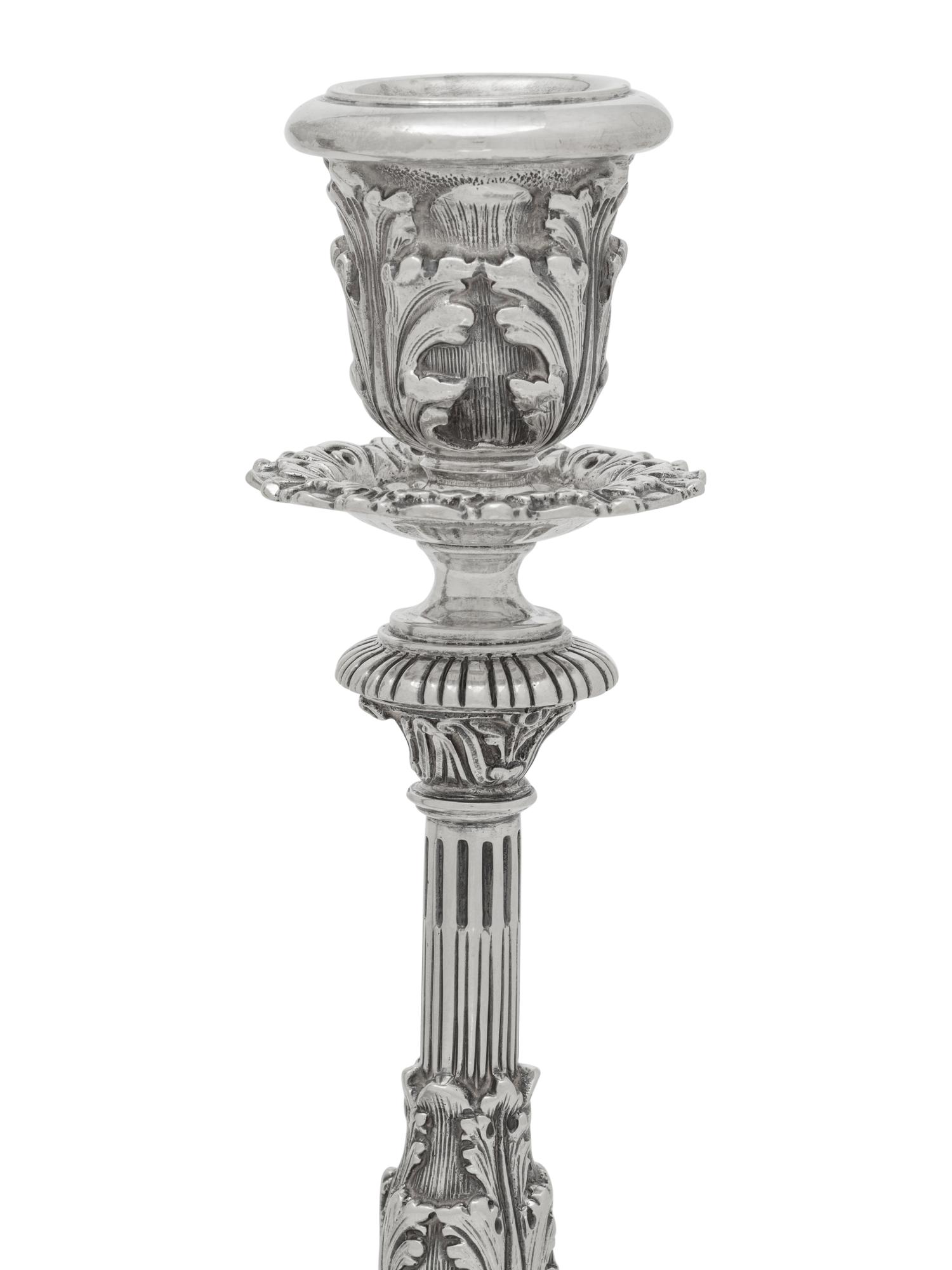 A Pair of Buccellati Silver Candlesticks