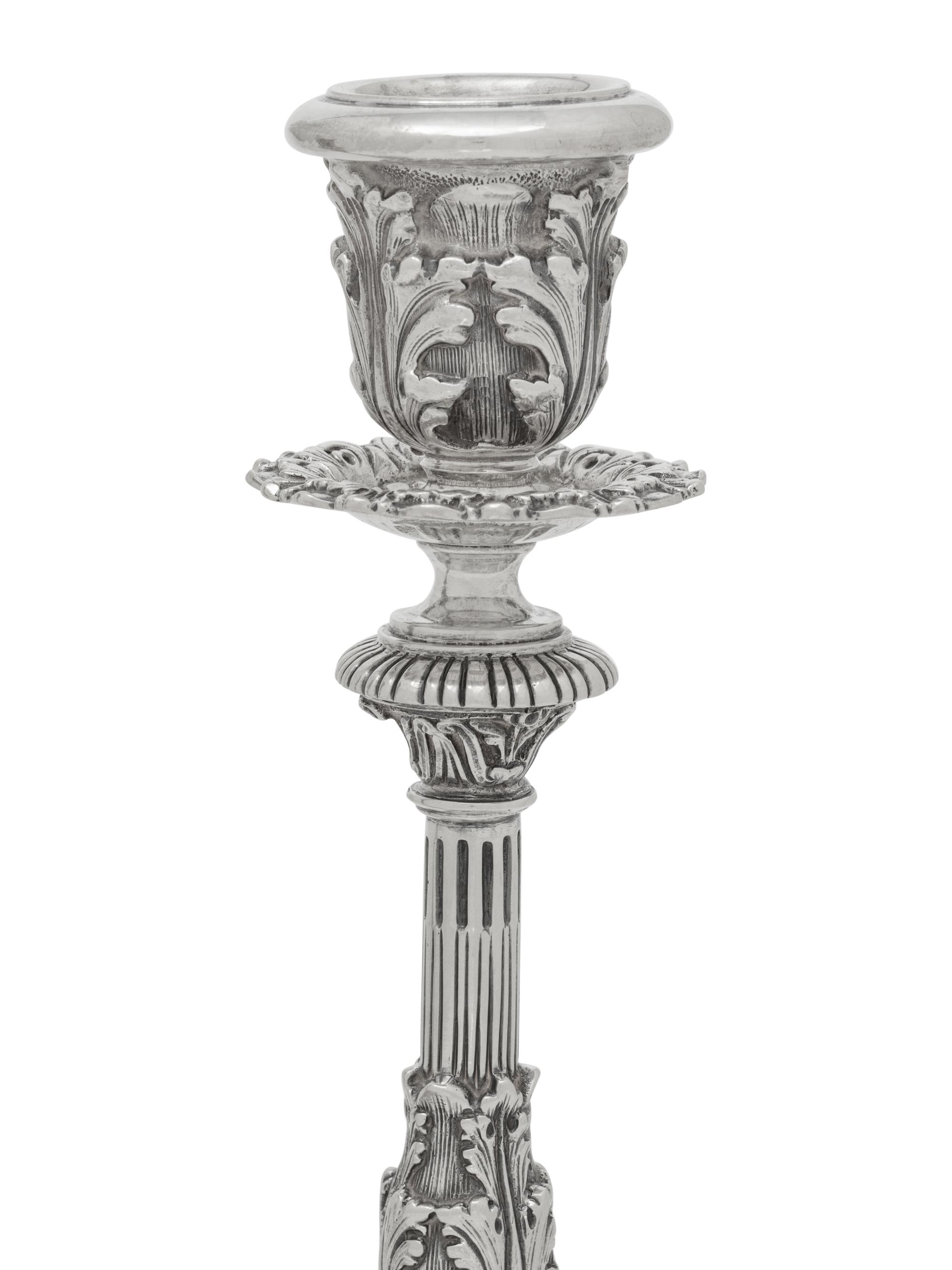 A Pair of Buccellati Silver Candlesticks