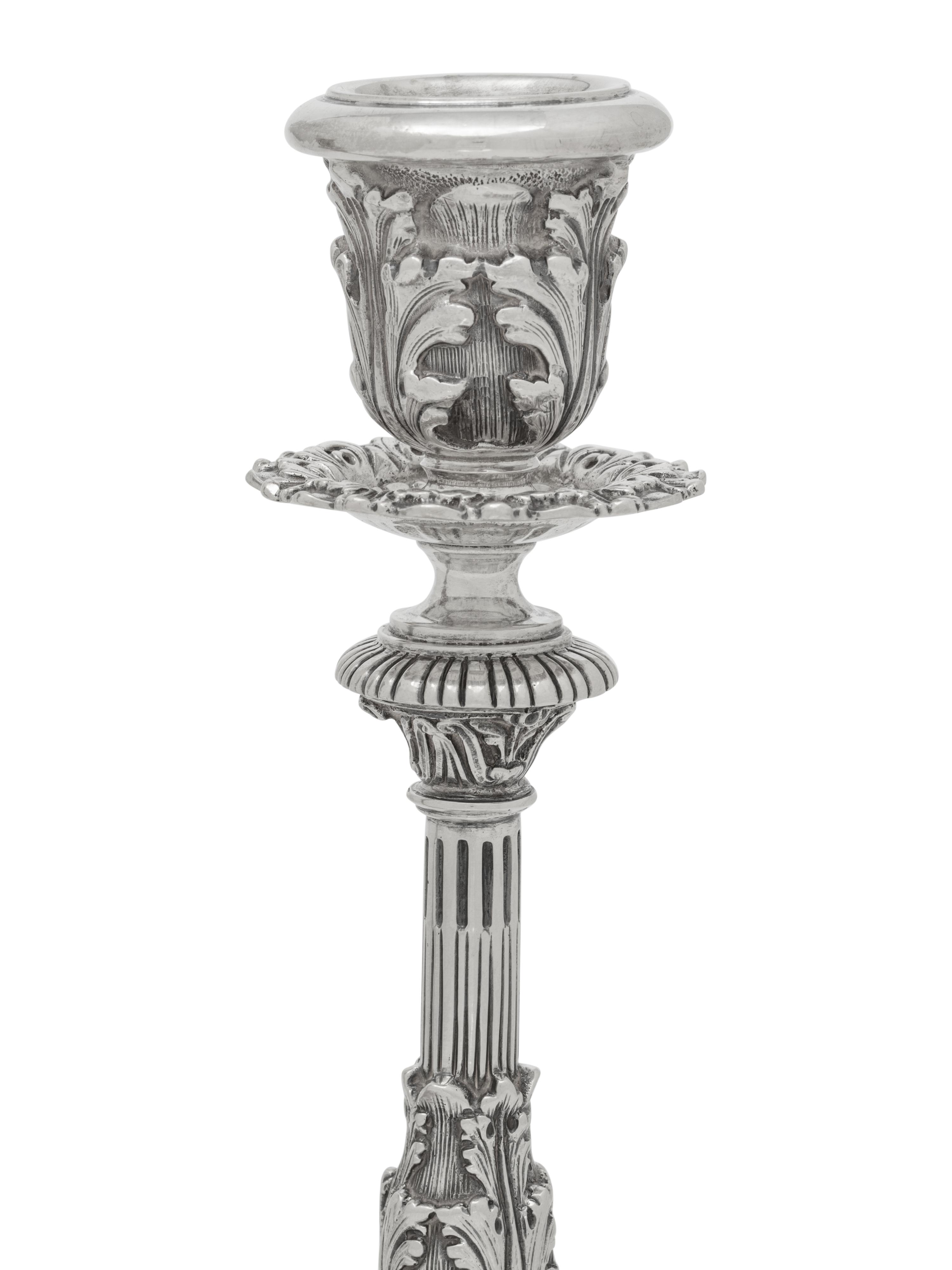 A Pair of Buccellati Silver Candlesticks