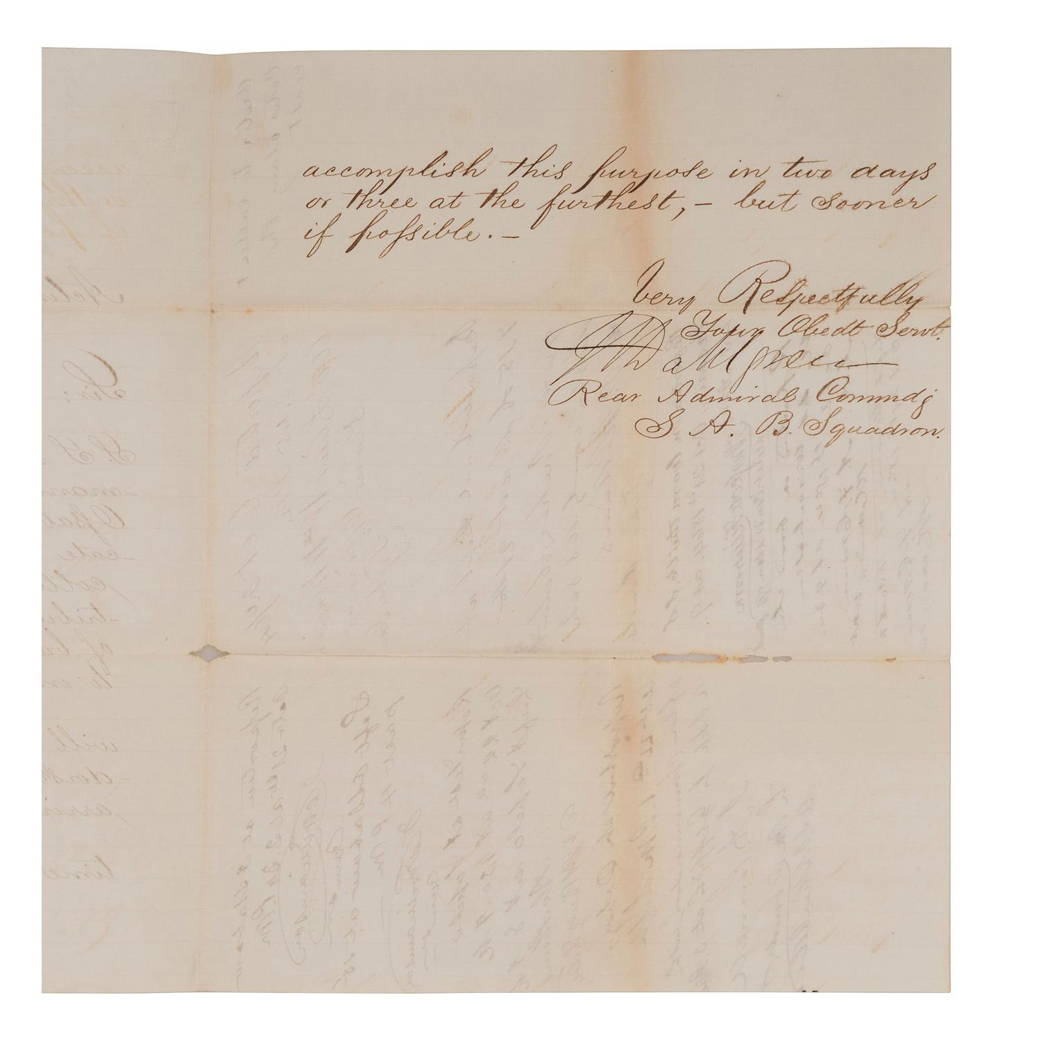 [CIVIL WAR] - [1864 ELECTION]. A group of 3 documents related to the Atlantic Squadron and voting in the 1864 Presidential election, comprising: