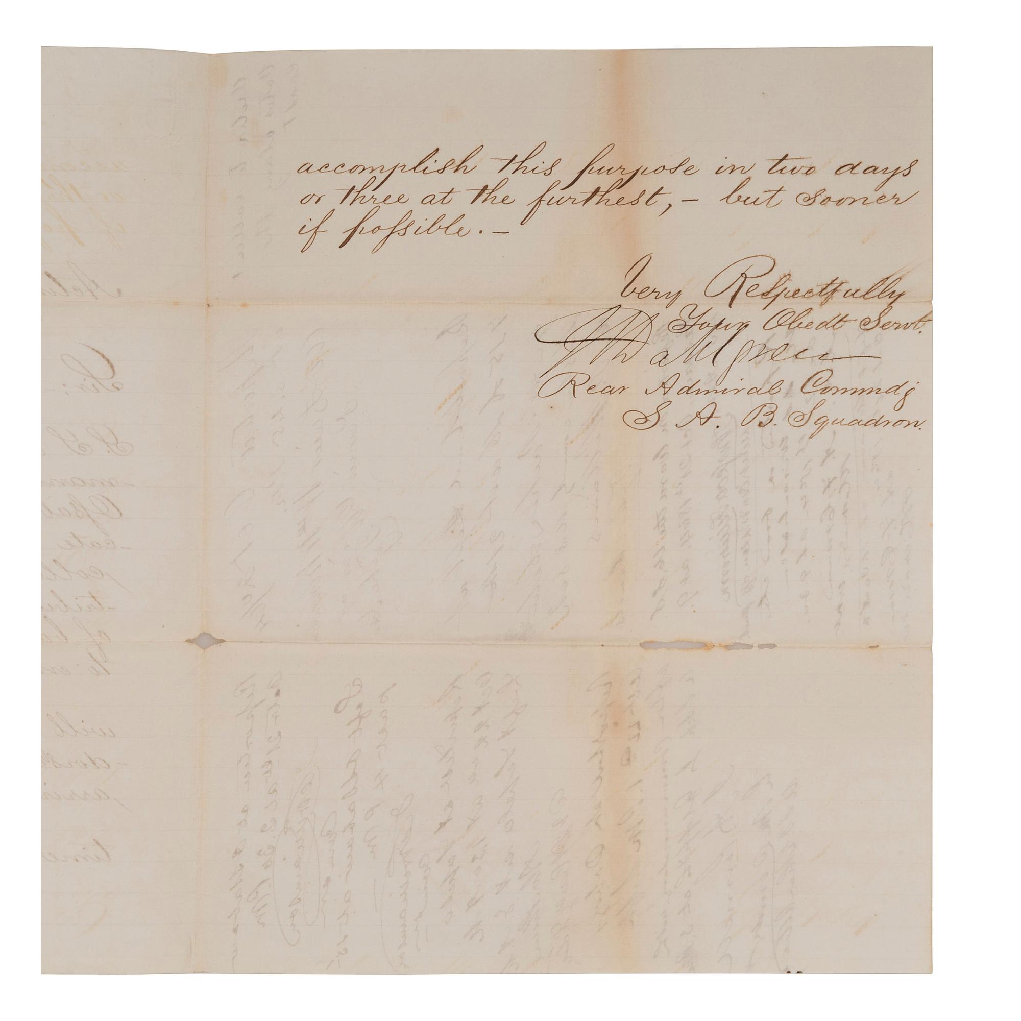 [CIVIL WAR] - [1864 ELECTION]. A group of 3 documents related to the Atlantic Squadron and voting in the 1864 Presidential election, comprising:
