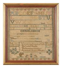 A Needlework Sampler, Worked by Martha Price, Philadelphia, PA, Dated "1797"